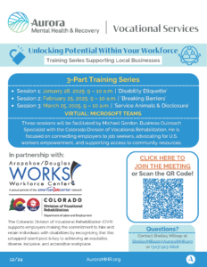 Aurora Mental Health Recovery 2025 Winter-Employer-Training-Flyer-Vocational-Services