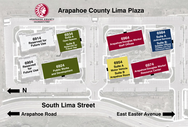 Mapa del campus de la plaza de Lima del condado de Arapahoe